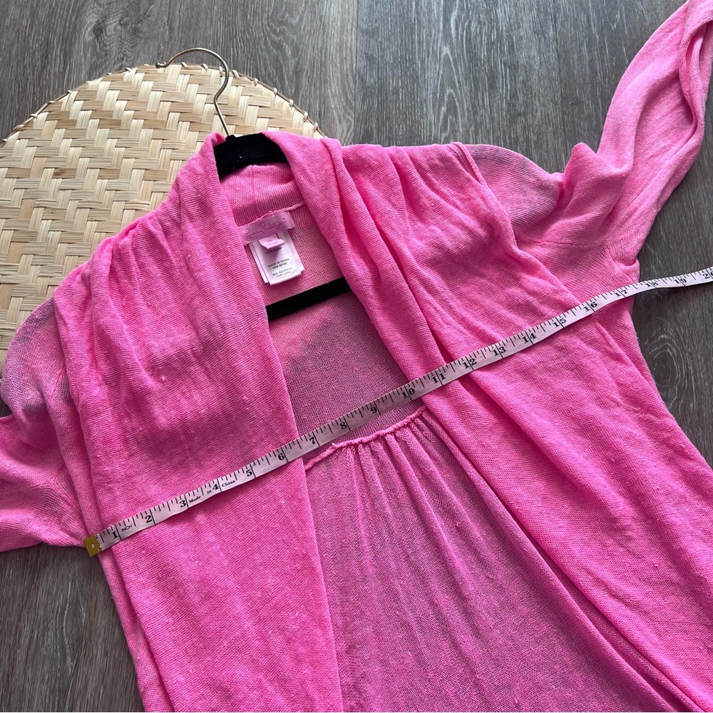 Lilly Pulitzer 100% linen taryn cardigan‎ bright pink - Picture 5 of 7